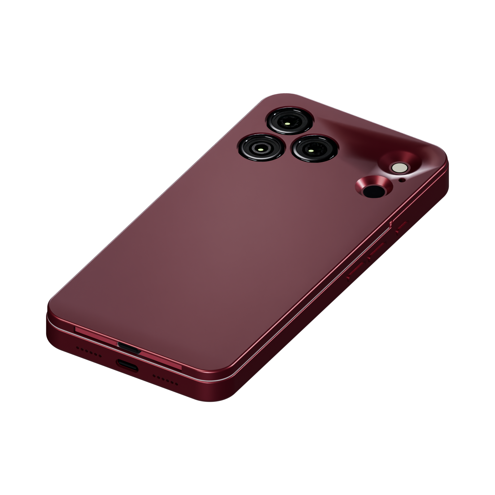 khensu shell in matte Burgundy titanium on an iPhone 18 Pro in Burgundy