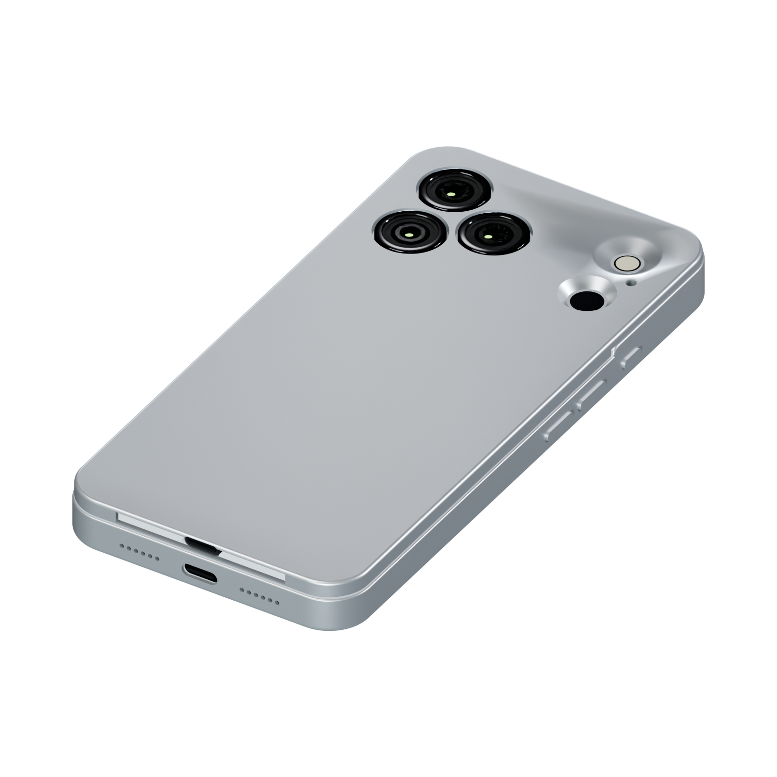 khensu shell in matte Silver titanium on an iPhone 18 Pro in Silver